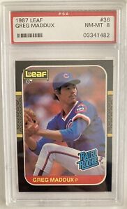 1987 Leaf Greg Maddux PSA 8 NM-MT Rookie Card #36 Chicago Cubs HOF RC
