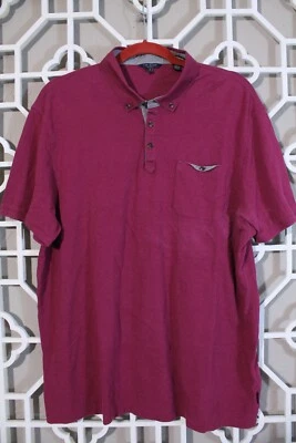 Ted Baker Polo Shirt Mens L 7 Burgundy Cotton Viscose Casual Colorful Preppy Men - Image 1 of 4
