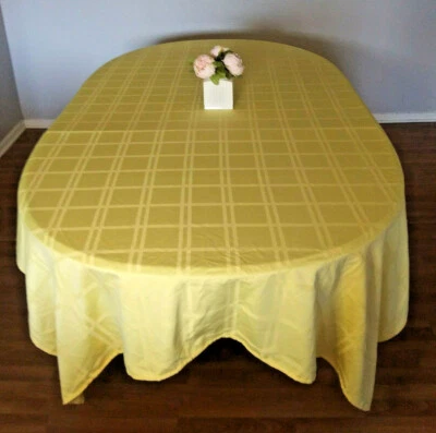 SALE-Tablecloth Yellow Rectangular Cotton/Polyester Wedding Event Party 70"x107" - Image 1 of 2