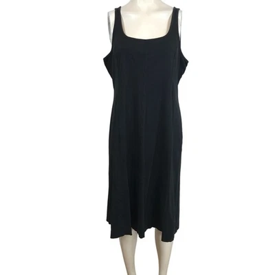 EVERLANE - WOMEN'S XL - BLACK SLEEVELESS ROUND NECK COTTON MIDI DRESS - Image 1 of 4