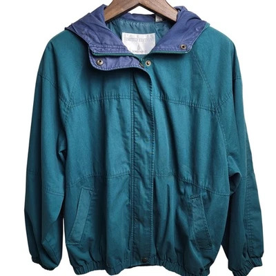 Vintage London Fog Limited Edition Size MTeal Blue Hooded Jacket Zipper button - Image 1 of 4