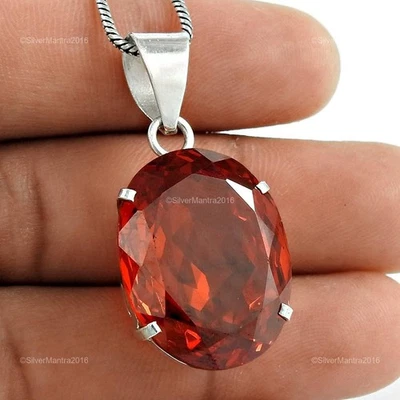 Ovale Zircone Cubico Pietra 925 Argento Lunetta Compleanno Mamma Boho Pendente - Immagine 1 di 4