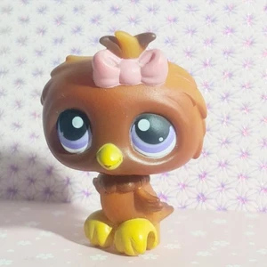 Figura de búho Littlest Pet Shop LPS #354 en muy buena condición rincones para mascotas Gen 1 - marrón, ojos morados - Imagen 1 de 5