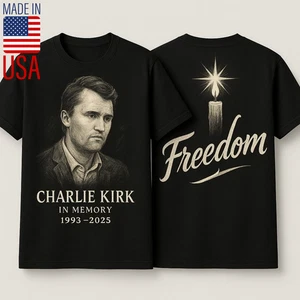 Charlie Kirk Freedom Memorial T-Shirt, Freedom Charlie Kirk Patriotic Unisex Tee - Bild 1 von 4