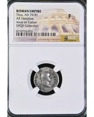 79-81 dC Tito Imperio Romano AR Denario NGC F12 Edición como Bóveda de Historia del César... Foto 1 de 4