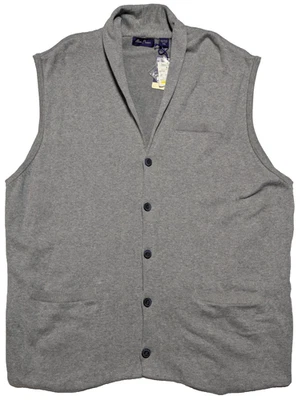 Alan Flusser Classic Knit Cardigan Sweater Vest - Men 2XL Button Heather NEW - Image 1 of 4