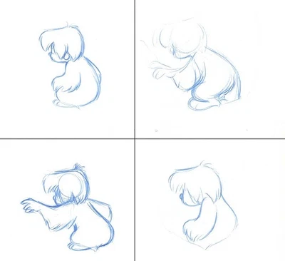 Gurgi-4 Original Production Disney Drawings from Black Cauldron (1985) - Image 1 of 4