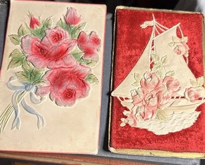 Par de 2 postales de terciopelo de la época victoriana - Imagen 1 de 6