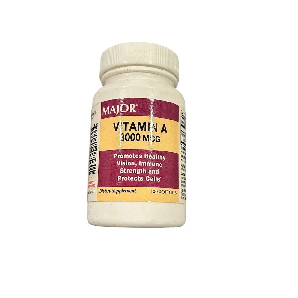 Major Vitamin A 3000 MCG 100 Softgels Eye Health Immune Support NEW - Image 1 of 4