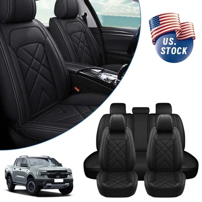 For Honda Passport Pilot CR-V Pickup 4-Door Car Seat Cover Leather 5-Seats Black Foto 1 de 4