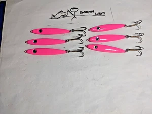 3/4 oz  6 - Minnow Spoons Lead  Fishing Jigging Casting Lures PINK - Picture 1 of 6