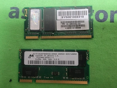LOT OF TWO (2) MIXED BRANDS PC2700 333Mhz 1GB (2x512MB) SODIMM MEMORY - Image 1 of 2