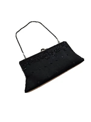 De Colección Carlo Fellini Cartera Cuentas Negro Bolso de Noche Bolso sin asas Vacaciones Bolso de Mano Fiesta Foto 1 de 4