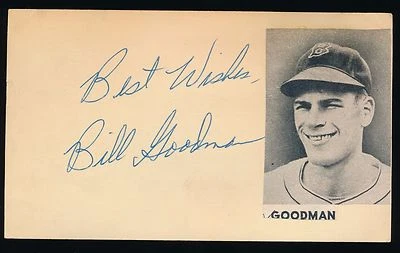 BILLY GOODMAN (1947-1962 Medias Rojas, Medias Blancas) - Autógrafo 3x5 GPC (d.1984) Foto 1 de 2