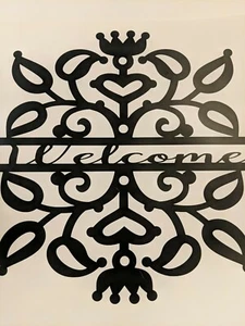 Calcomanía de pared grande puerta de bienvenida pegatina negra decoración del hogar - Imagen 1 de 2