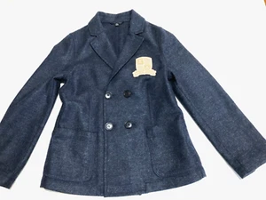 EMPORIO ARMANI NAVYWOOL BLEND DOUBLE BREASTED UNSTRUCTURED BLAZER SZ.6A - Picture 1 of 6