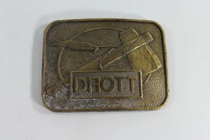 VINTAGE 1970s DROTT CONSTRUCTION COMPANY BRASSTONE BELT BUCKLE - Picture 1 of 3