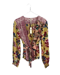 Meadow Rue Anthropologie Boho Size 4 Floral Patchwork Open Front Top - Picture 1 of 6