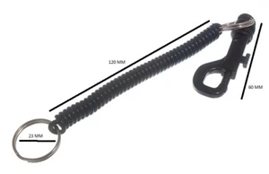 Llavero retráctil extensor en espiral y clip de cinturón negro paquete de 1 - Imagen 1 de 1