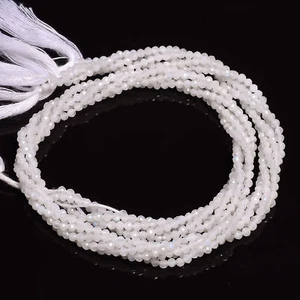 White Rainbow Moonstone Gemstone Round Micro Faceted Beads 2.5 mm Strand 12.5" - Picture 1 of 2