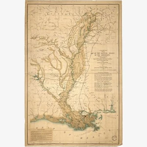 Karte der Schwemmregion Mississippi, antike Karte, 1861 - Bild 1 von 11