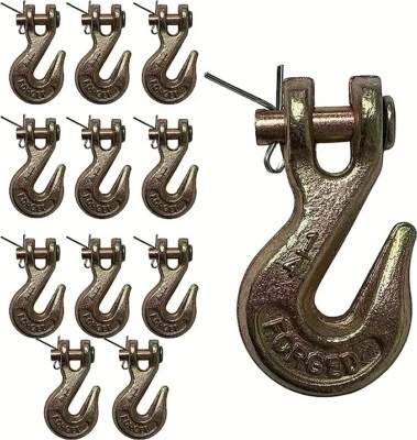 1/4" Chain Grab Hook Pin Clevis Rigging Tow Transport Truck Trailer Tie - 12pcs - Image 1 of 2