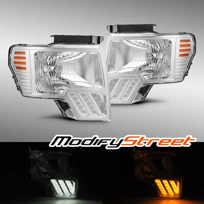 Fit 2009-2014 Ford F-150 Pickup MKII LED Chrome Projector Headlights Pair - Image 1 of 4