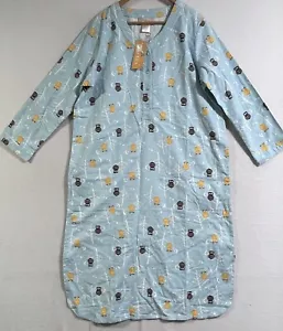 NUEVO Camisón de Franela La Cera Estampado de Búho Mujeres L Nuevo con Etiquetas Bolsillos Acogedor Regalo Vacaciones - Imagen 1 de 10