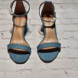 Women's Call It Spring Stangarone Block Heeled Open Toe Sandals, Chambray Blue 8 - Picture 1 of 9