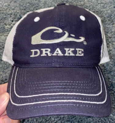 Logotipo de chapéu caminhoneiro Drake Waterfowl Systems malha traseira novo com etiquetas. Boné esférico.  Azul e OSFM - Imagem 1 de 3