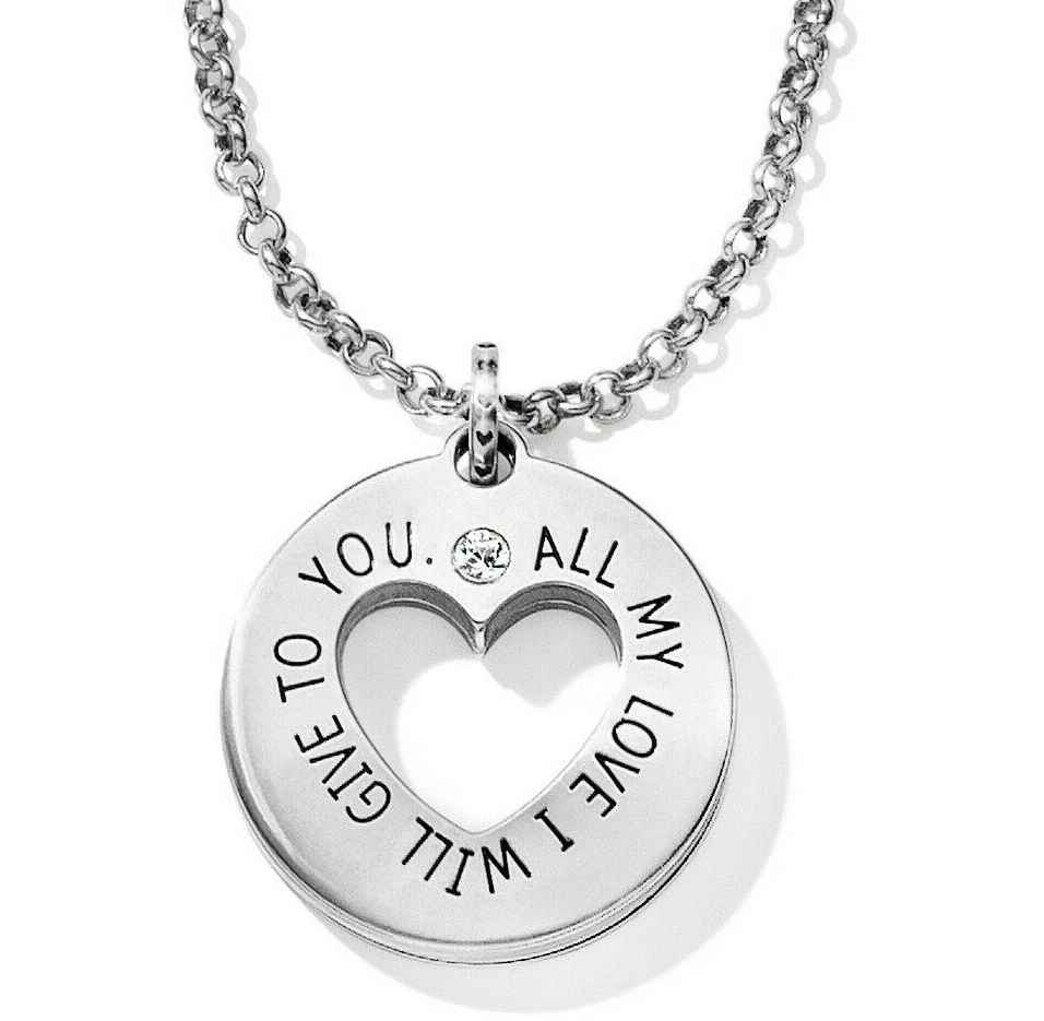 Brighton Fashionista Circle of Love Heart Crystal Reversible Necklace MRP