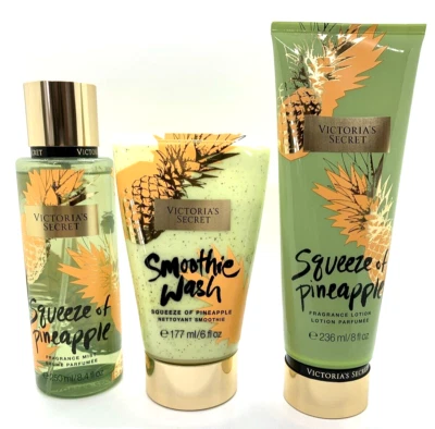 New Victoria's Secret SQUEEZE OF PINEAPPLE Mist Lotion & Wash 3PC Set HIBISCUS - Image 1 of 4