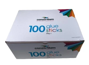 100 Consortium Medium Glue Stick 20g Arts and Crafts Class Pack of 100 Sticks - Picture 1 of 5