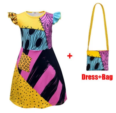 The Nightmare Before Christmas Kids Girls Sally Halloween Cosplay Costume Dress - Image 1 of 4