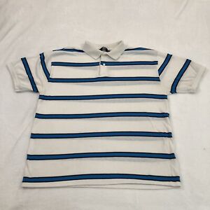 Vintage 90s Wentworth White & Blue Striped Casual Golf Polo Shirt Mens L/XL