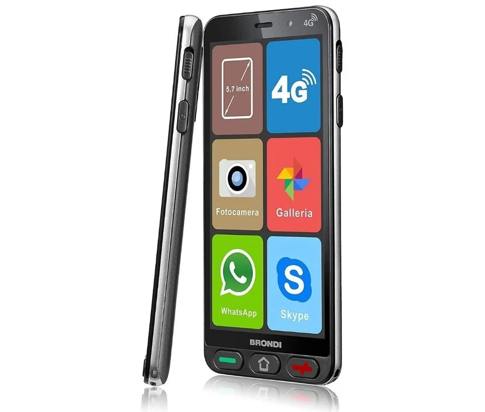 Aglow.it Smartphone Brondi Amico S, Tasto SOS per anziani, Rete 4G, Dual Sim, Na - Immagine 1 di 1