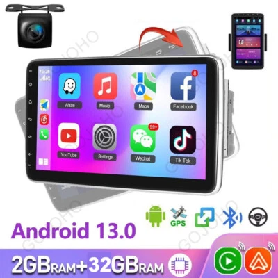 1DIN Rotatable 10.1'' Android 13 Touch Screen Car Stereo Radio GPS Wifi Tablet - Image 1 of 4