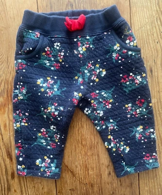 Petit Bateau Baby Quilted Pants - Blue with Flowers - fits like 6 months - Image 1 of 3