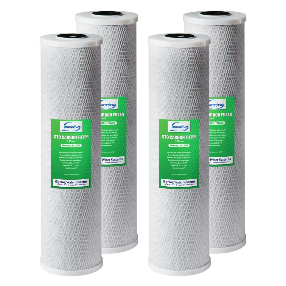 iSpring Carbon Block CTO Water Filter Replacement Cartridges 20"x4.5" 4 pack - Image 1 of 3