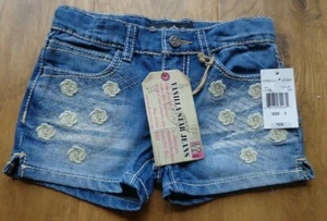 VANILLA STAR girl's NWT sz 5 denim blue jean shorts w/embroidered flowers - Picture 1 of 3