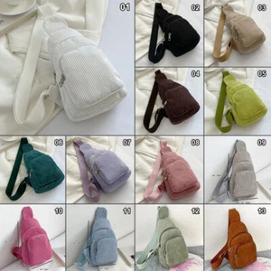Womens Adjustable Soft Corduroy Chest Cross Body Shoulder Bag Sling Bags Small - Picture 1 of 28