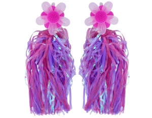 F&R Cycle Streamers-Purple and Pink with Pink Flower on top - Picture 1 of 1