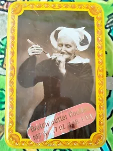 VINTAGE Smoking Granny Breton Butter Cookies of Britanny FRENCH Tin - RARE!! - Picture 1 of 7