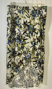 G.I.L.I. Wrap Front Maxi Skirt Size Large Blue Floral A290178 Pull On Comfort - Picture 1 of 6