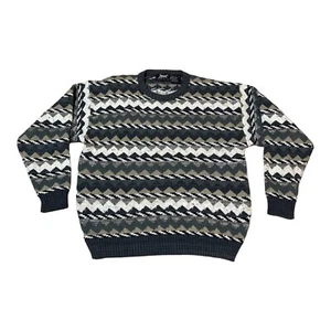 Vintage 90s Impact Sweater Men Size L Pullover Knit Geometric Acrylic 3D Y2K - Picture 1 of 5