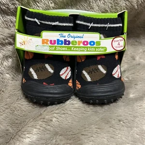 NEW Rubberoos SkidProof Shoes Slipper Black Football Basketball Size 4, 12months - Picture 1 of 10