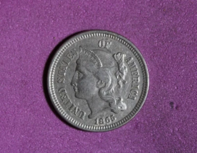 1865- III Three cent nickel -#P24123 - Image 1 of 2