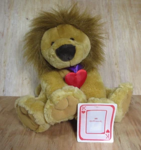 Hallmark Kitt King Of Hearts Lion Sitting 10" Plush Crown Heart Necklace & Tag - Picture 1 of 11