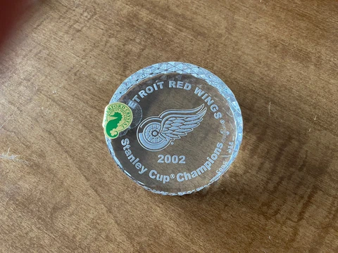 Waterford Crystal 2002 Detroit Red Wings Stanley Cup Championship Hockey Puck Cover