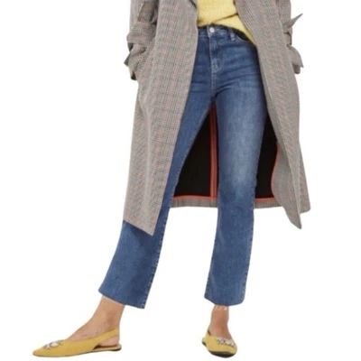 TOPSHOP Moto Dree High Rise Cropped Raw Hem Denim Jeans Size 28 - Image 1 of 4